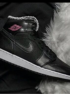 Nike Black and Pink High-Top Sneakers